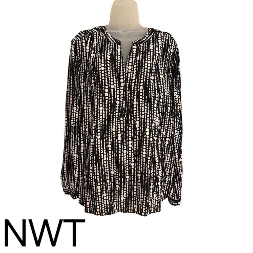 NWT Zac & Rachel Black and White Blouse FALL!! XLARGE #1
